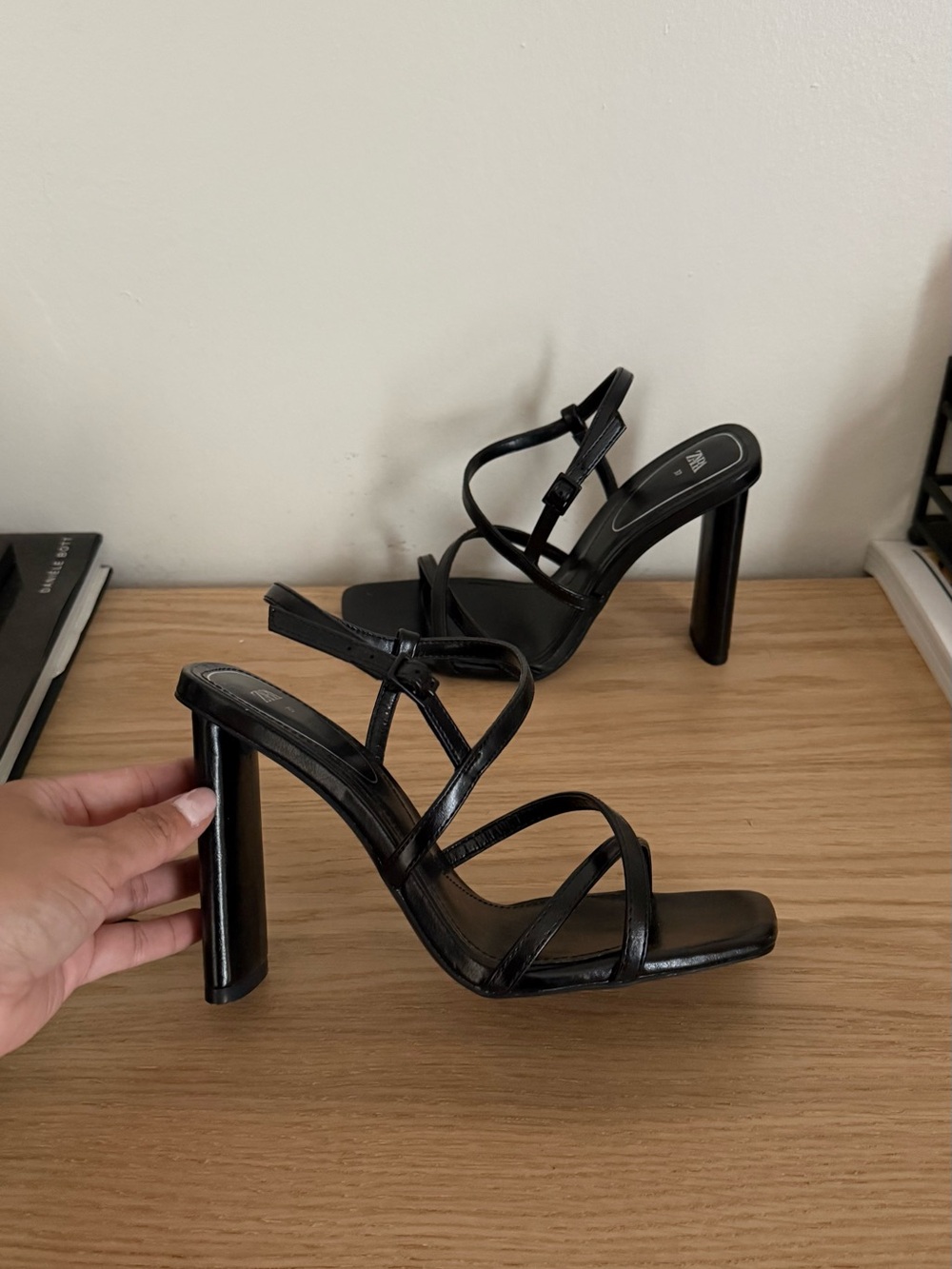 Zara Black Strappy High-Heel Sandals